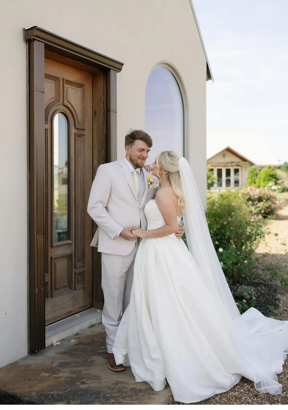 Bailey and Titus at the chapel doors at Gateley Hill Gardens