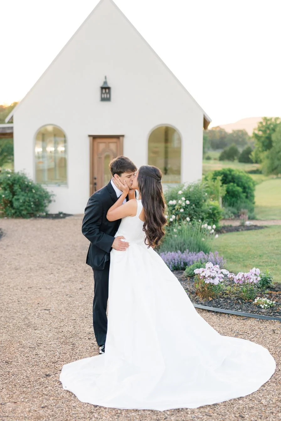 Beneath the chapel arch in the rose garden
