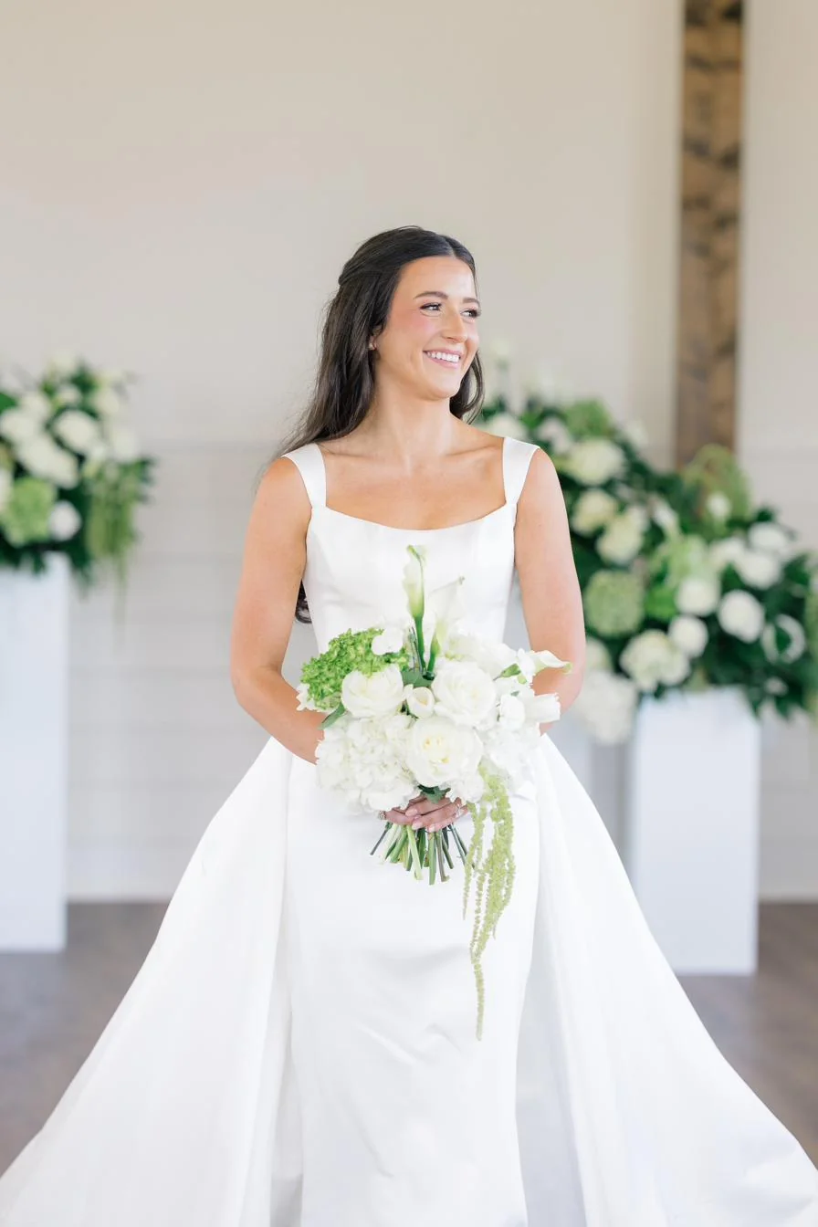 Joyful portrait in the white stucco chapel